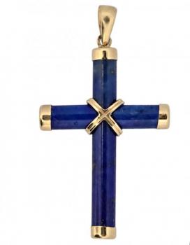 Cross Pendant - gold, Lapis lazuli - 1990 Cross Pendant - gold, Lapis lazuli - 1990