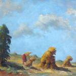 Vaclav Vaner - Woman tying a sheaf of grain, in th Vaclav Vaner - Woman tying a sheaf of grain, in th