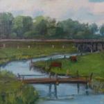 On the pasture by the river - signed in Cyrillic On the pasture by the river - signed in Cyrillic