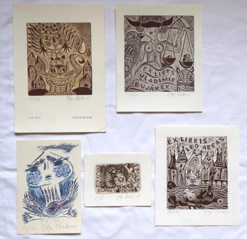 Olga Cechova - Three ex libris, PF 1976, PF 1979 Olga Cechova - Three ex libris, PF 1976, PF 1979