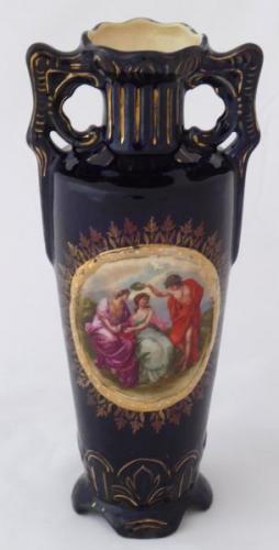 Cobalt vase with antique motif - Josef Strnact, Tr Cobalt vase with antique motif - Josef Strnact, Tr