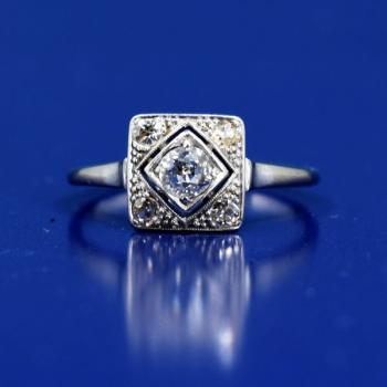 White Gold Ring - white gold, brilliant cut diamond - 1930 White Gold Ring - white gold, brilliant cut diamond - 1930
