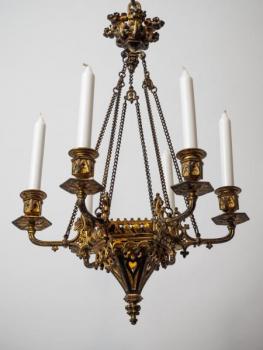 Chandelier - patinated bronze, gold - 1850 Chandelier - patinated bronze, gold - 1850