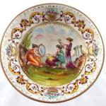 Bowl on tripod with colourful figural motif Bowl on tripod with colourful figural motif