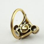 Art Nouveau gold ring with diamonds and sea pearl Art Nouveau gold ring with diamonds and sea pearl