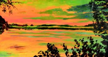 A pond in sunset A pond in sunset