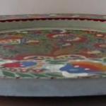 Painted wooden plate, with folk floral pattern Painted wooden plate, with folk floral pattern