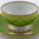Light green mocca cup with flowers and gilding - V Light green mocca cup with flowers and gilding - V