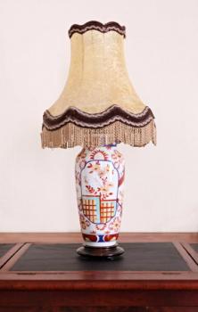 Table Lamp - fabric, glazed porcelain - 1950 Table Lamp - fabric, glazed porcelain - 1950
