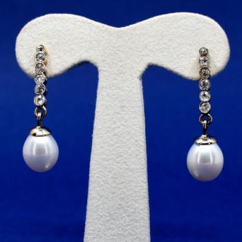 Gold Earrings with Brilliants - gold, brilliant cut diamond - 2000 Gold Earrings with Brilliants - gold, brilliant cut diamond - 2000