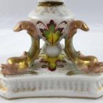 Bowl on tripod with colourful figural motif Bowl on tripod with colourful figural motif