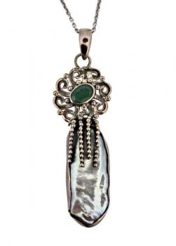 Silver Necklace - pearl, silver - 1970 Silver Necklace - pearl, silver - 1970