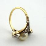 Art Nouveau gold ring with diamonds and sea pearl Art Nouveau gold ring with diamonds and sea pearl
