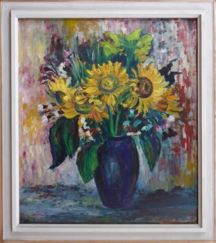 M. Dostalova - Still life with sunflowers in blue  M. Dostalova - Still life with sunflowers in blue