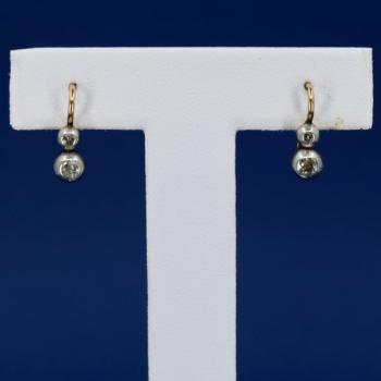 Gold Earrings - gold, brilliant cut diamond - 1900 Gold Earrings - gold, brilliant cut diamond - 1900