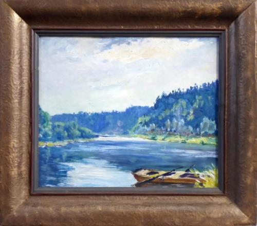 Vojtech Pernica - Boat on the river on a sunny day Vojtech Pernica - Boat on the river on a sunny day