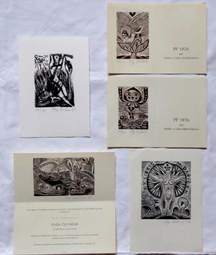 Olga Cechova - 2 x PF 1976, 2 x Ex libris, Invitat Olga Cechova - 2 x PF 1976, 2 x Ex libris, Invitat