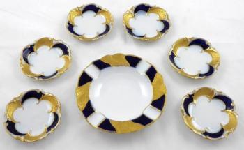 Gold and blue bowls with saucer - Ilmenau, Graf vo Gold and blue bowls with saucer - Ilmenau, Graf vo