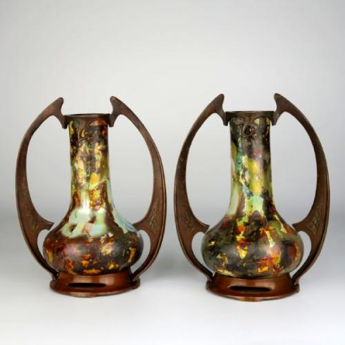 Pair of Art Nouveau vases, 1910, Bohemia Pair of Art Nouveau vases, 1910, Bohemia