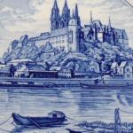 Meissen cobalt plate with a view of the city of Me Meissen cobalt plate with a view of the city of Me