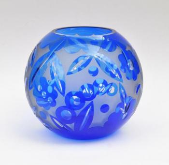 Vase - clear glass, etched glass - Krásno, Salomon Reich - 1935 Vase - clear glass, etched glass - Krásno, Salomon Reich - 1935