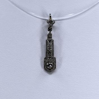 White gold Art Nouveau pendant with a diamond White gold Art Nouveau pendant with a diamond