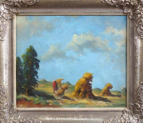 Vaclav Vaner - Woman tying a sheaf of grain, in th Vaclav Vaner - Woman tying a sheaf of grain, in th