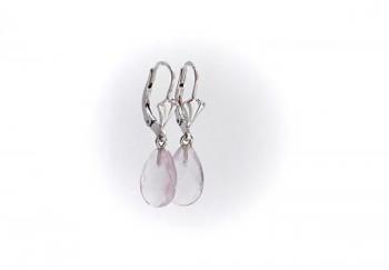 Silver Earrings - silver, rose quartz - 1980 Silver Earrings - silver, rose quartz - 1980