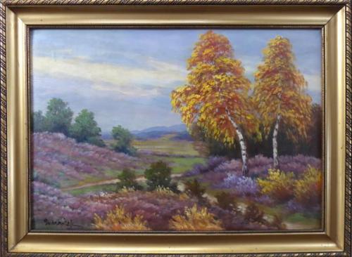 Landscape with birches and heather Landscape with birches and heather