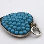 Silver heart, pendant - blue glass beads  Silver heart, pendant - blue glass beads