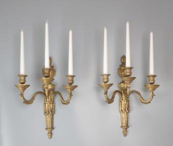 Three-Light Candelabra - bronze, gold - 1880 Three-Light Candelabra - bronze, gold - 1880