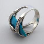 Ring with diamonds and natural turquoise - white g Ring with diamonds and natural turquoise - white g
