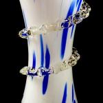 Vase with white and blue glass - clear spiral Vase with white and blue glass - clear spiral