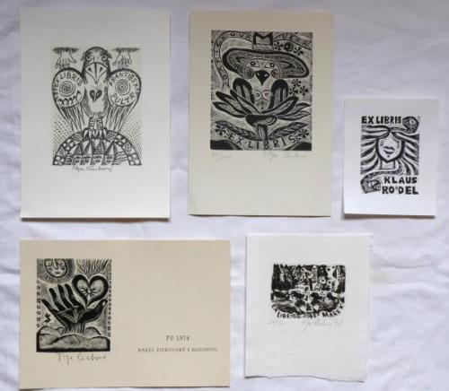 Olga Cechova - Four ex libris, PF 1974  Olga Cechova - Four ex libris, PF 1974