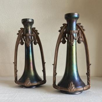 Pair of Vases - iridescent glass - Josef Rindskopf - 1900 Pair of Vases - iridescent glass - Josef Rindskopf - 1900