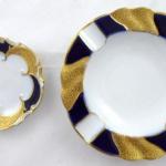 Gold and blue bowls with saucer - Ilmenau, Graf vo Gold and blue bowls with saucer - Ilmenau, Graf vo