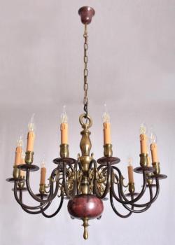 Twelve Light Chandelier - bronze, copper - 1915 Twelve Light Chandelier - bronze, copper - 1915