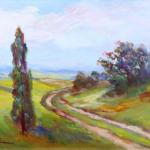 Vaclav Stein - Landscape with road, bush and trees Vaclav Stein - Landscape with road, bush and trees