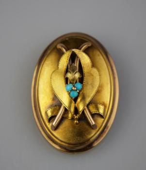 Brooch - gold, turquoise - 1870 Brooch - gold, turquoise - 1870