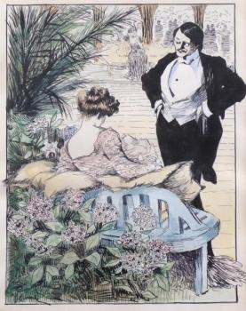 Cavalier with a lady in a flower corner Cavalier with a lady in a flower corner