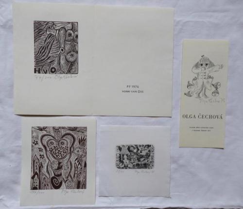 Olga Cechova - PF 1976, Ex libris, Invitation Olga Cechova - PF 1976, Ex libris, Invitation