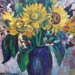 M. Dostalova - Still life with sunflowers in blue  M. Dostalova - Still life with sunflowers in blue