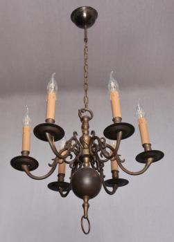 Six Light Chandelier - bronze - 1870 Six Light Chandelier - bronze - 1870