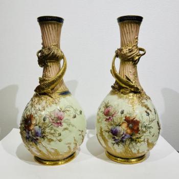 Pair of Porcelain Vases - AMPHORA, Riessner-Stellmacher a Kessel - 1890 Pair of Porcelain Vases - AMPHORA, Riessner-Stellmacher a Kessel - 1890