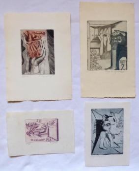 Nadezda Synecka - Four ex libris A. L, Karel Z. ,  Nadezda Synecka - Four ex libris A. L, Karel Z. ,