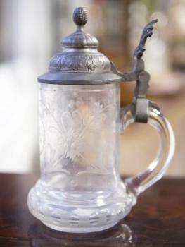 Glass Tankard - tin, glass - 1900 Glass Tankard - tin, glass - 1900