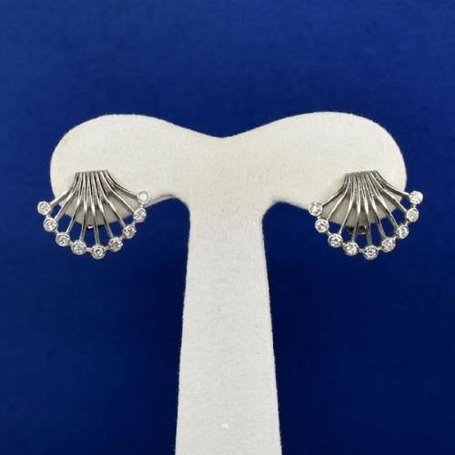 Gold Earrings with Brilliants - white gold, brilliant cut diamond - 2000 Gold Earrings with Brilliants - white gold, brilliant cut diamond - 2000