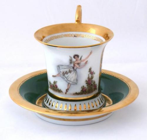 Cup with miniature of ballerina Carlotta Grisi  Cup with miniature of ballerina Carlotta Grisi