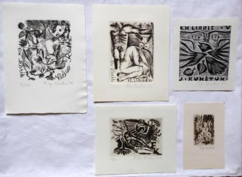 Olga Cechova - 5 x Ex libris  Olga Cechova - 5 x Ex libris