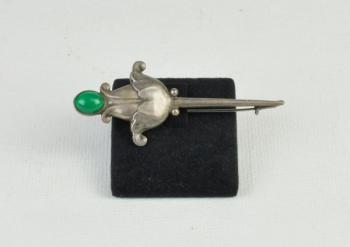 Silver brooch - silver, chrysoprase - Georg Jensen - 1920 Silver brooch - silver, chrysoprase - Georg Jensen - 1920